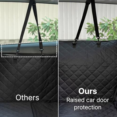 Dog Car Seat Cover for Back Seat with Door Protection, Waterproof Dog Seat Hammock, Soft-Padded Pet Car Seat Cover for SUVs & Sedans (Black) - style: Soft-Padded