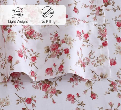 RUVANTI 100% Cotton Percale Sheets Full Size, Bouquet | Crisp Cooling, Deep Pocket 16", Soft Breathable & Durable, Hotel-Style, 4 Piece Set - color: Bouquet, size: Full