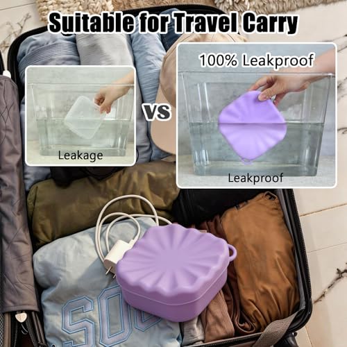 Square Travel Soap Case, Bar Soap Holder for Dr Squatch, Silicone Soap Case with Soap Saver, Portable Shampoo Bar Soap Box for Shower, Travel, Camp (Light Purple) - color: Light Purple