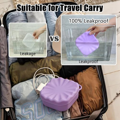 Square Travel Soap Case, Bar Soap Holder for Dr Squatch, Silicone Soap Case with Soap Saver, Portable Shampoo Bar Soap Box for Shower, Travel, Camp (Light Purple) - color: Light Purple