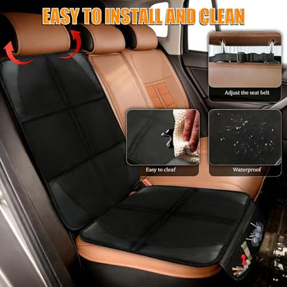 Bacgnyer Car Seat Protector, 2 Pack Carseat Seat Protectors with Thick Padding and Non-Slip Backing, Waterproof 600D Fabric Car Seat Cover for Baby Child Car Seats with 2 Mesh Pockets - color: Basic Black 2PCS