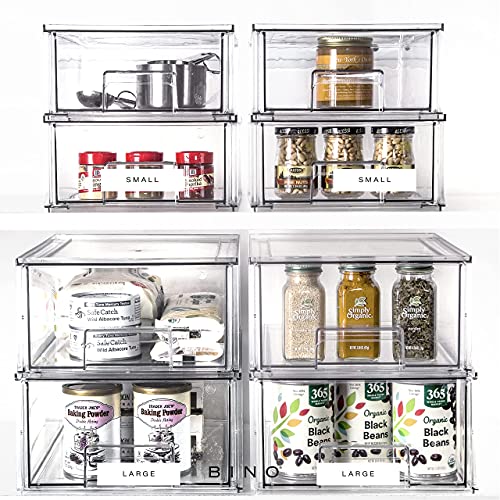 BINO | Stackable Storage Drawers, Large - Clear | THE CRATE COLLECTION | Storage Bins With Drawers | Bathroom Organizers | Under Sink Organizer | Vanity Cabinet Home Organization - size: Large
