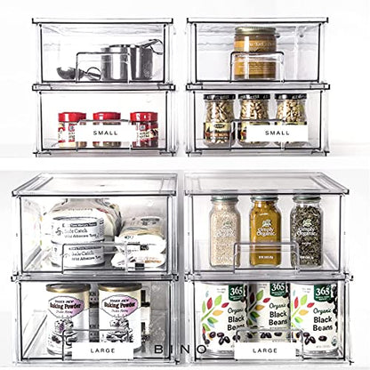 BINO | Stackable Storage Drawers, Large - Clear | THE CRATE COLLECTION | Storage Bins With Drawers | Bathroom Organizers | Under Sink Organizer | Vanity Cabinet Home Organization - size: Large