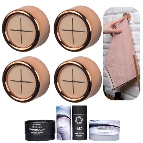 HEFA Modern Elegant 4 Pack Towel Hooks, Rose Gold, Plastic, Wall Mount, 2 Pounds Max Weight, Kitchen, Bathroom - color: Rose Gold, size: 4 Pack