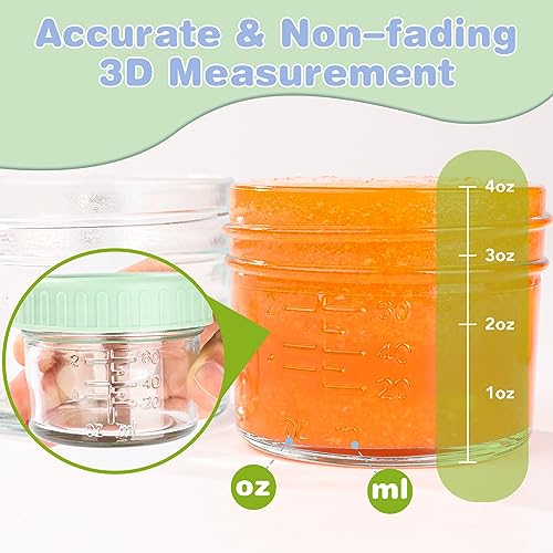 RowinsyDD 8 Pack Glass Baby Food Storage Containers, 2 oz Leakproof Baby Food Jars with Lids, Small Glass Food Containers for Infant Baby, Freezer Safe - size: 8P