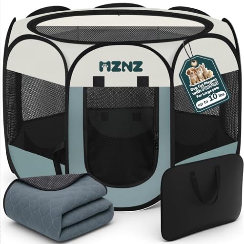 Dog Cat Playpen with Pee Pad, Portable Puppy Pet Crate Indoor for Small Dogs Cats Rabbits, Foldable Dog Cage Enclosure for Outdoor, Pop Up Dogs Tent Kennel with Carrying Case, Grey - color: Grey, size: Small with Pee Pad (29"L x 29"W x 17"H)