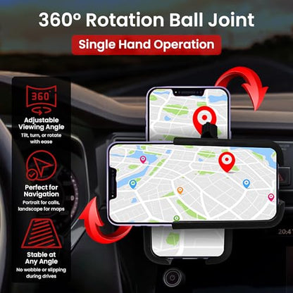 Car Phone Holder for Air Vent – Easy One-Hand Drop & Lock Car Phone Mount, Secure & Stable 360° Adjustable Vent Holder, Universal Cell Phone Mount for iPhone Samsung Android, Military Grade