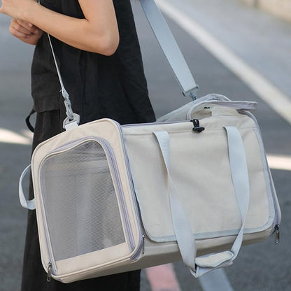 Pet Carrier Bag for Cats & Small Dogs, Airline Approved Travel Cat Carrier with Mesh Windows, Shoulder Strap & Removable Mat, Foldable Design for Home & Outdoor Trips - color: Grey