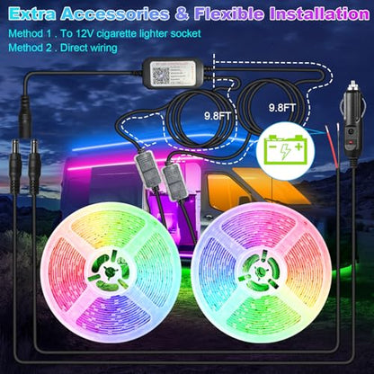 40FT RV Awning LED Light Strip, Camper Awning Lights Waterproof Underglow Led Light kit for RV Canopy Exterior, Travel Party, Van, Camper - size: 40FT
