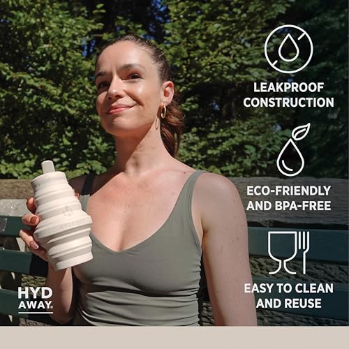 HYDAWAY 17oz Collapsible Water Bottle - BPA-Free, Leakproof, Lightweight, and Space-Saving - Perfect for Travel, Hiking, and Everyday Hydration - color: Sandbar