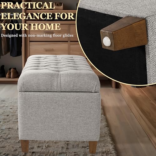 HomePop Ainsley 40" Storage Ottoman Bench - Gray Fabric - color: Gray Fabric