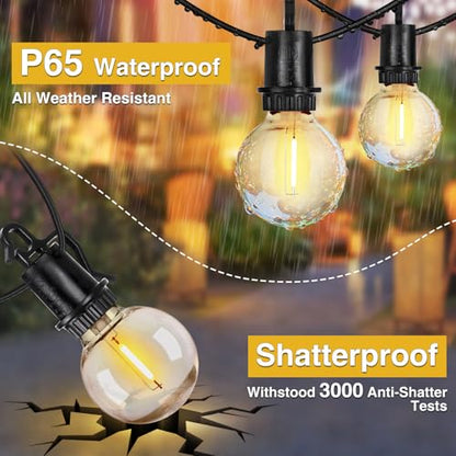 ZJOJO 200FT Outdoor String Lights, G40 Globe Outdoor Lights with 60 Shatterproof LED Bulbs 2700K, IP65 Waterproof Patio Light String Lights for Outside Backyard Porch Party - size: 200FT-60
