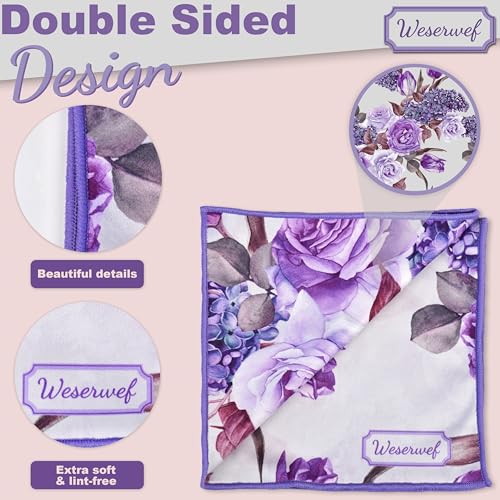 WESERWEF Design Microfiber Glasses Cleaning Cloth – Premium Cleaning Cloth for Eyeglasses, Screens, Tablets, Cameras & Lenses, 12" x 12", Ultra-Soft & Scratch-Free (Rose and Lilac) - color: rose and lilac