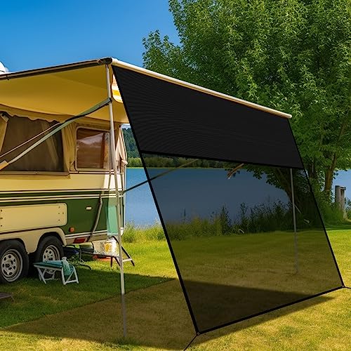 RV Awning Shade Screen with Zipper 9' x 19'3'', 600D Oxford Top + Mesh Bottom, RV Sun Shade Screen for Awning, RV Shade Complete Kits for Trailer Camper - size: 9’ x 19’3”