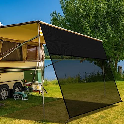 RV Awning Shade Screen with Zipper 9' x 19'3'', 600D Oxford Top + Mesh Bottom, RV Sun Shade Screen for Awning, RV Shade Complete Kits for Trailer Camper - size: 9’ x 19’3”