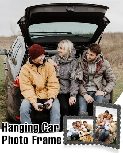 COOLYOUTH 2Pcs Car Picture Frame Car Visor Clip Picture Holders Leather Magnetic Photo Frames with Clip (2, Cloth-Grey) - color: Cloth-Grey