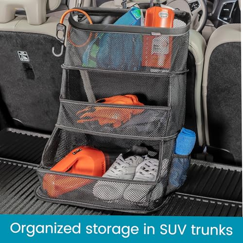 High Road Multipurpose Car Storage Organizer with Mesh Bins - SUV Trunk Organizer, Passenger Seat Organizer or Back Seat Storage Caddy