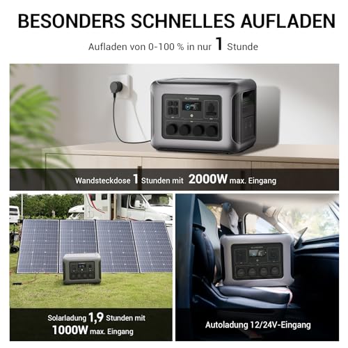 ALLPOWERS R2500 V2 Solar Generator Kit with 160W Panel: 1920Wh LiFePO4, 2500W AC Output, 2x100W USB-C PD Fast Charging, 80% Charge in 1 Hour, for Home Backup Camping RV Off-Grid - color: R2500 V2+160W SE160