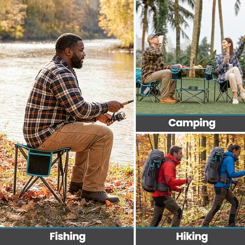 FUNDANGO Folding Tripod Stool, Lightweight Portable Fishing Chair with Thick Padded Seat, 440 Lbs Heavy Duty Outdoor Camping Chairs with Carry Bag for Walking Hunting Hiking Travel - color: Black Tripod-1 Pack