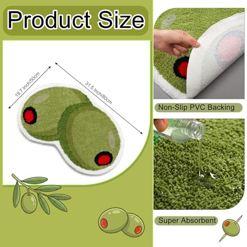 Drydiet Rug Bathroom Rugs Non Slip Absorbent Bath Mat Martini Theme Bath Mat a Tini Bit Older Carpet Washable 20x32 Inch Bathroom Rugs for Kitchen Front Door Living Home Gift (Olive) - style: Olive