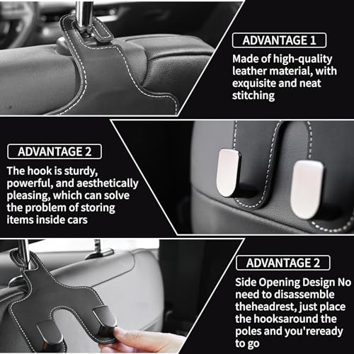 JEYODA Car Hooks for Purses and Bags, Flexible PU Vehicle Storage Hanger, Car Seat Back Organizer, Universal Hidden Multifunctional Headrest Hooks, Home (Style 2-Beige) - color: style 2-beige