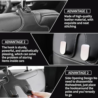 JEYODA Car Hooks for Purses and Bags, Flexible PU Vehicle Storage Hanger, Car Seat Back Organizer, Universal Hidden Multifunctional Headrest Hooks, Home (Style 2-Beige) - color: style 2-beige