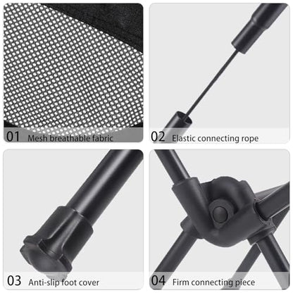 Wind Tour Portable Camping Chair Foldable Outdoor Chair for Hiking Camp Backpacking Lawn Beach Fishing Picnic with Carry Bag (Black) - color: Black