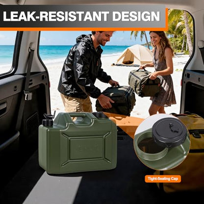 Camping Water Jug, 5 Gallon Water Container with Spigot BPA Free Portable Military Green Emergency Water Tank Outdoor Camping Essentials