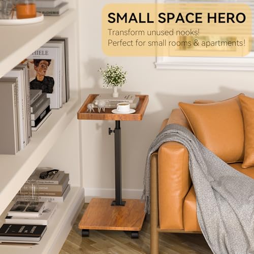 XNSDXV C Table End Table Adjustable Height, 360°Swivel TV Tray Table for Small Spaces, Couch Tables that Slide Under, C Shaped Side Tables Living Room and Bedroom for Sofa, Bed,Chair, Snack
