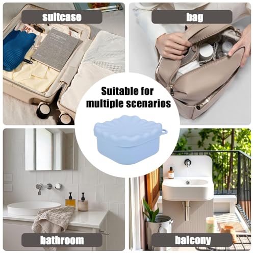 Travel Soap Case, Leakproof Soap Box Container, Square Shampoo Bar Case with Draining Layer, Slip-Resistant Portable Bar Soap Holder for Travel, Camp, Gym (Light Blue) - color: Light Blue