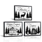 HOMEOART Camping Wall Decor RV Adventure Painting Camper Decor Art Print with Black Frame, Camper Living Room Bathroom Bedroom Decoration,Framed 12x16inchx3Pieces,Black and White