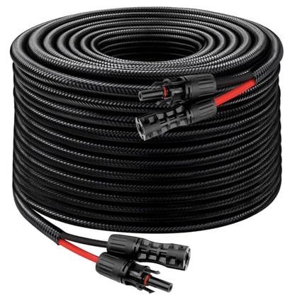 XRDS -RF Solar Cable 100FT, 8AWG Solar Extension Cable with Male & Female Solar Connectors, Flame-Retardant Protective Sleeving Solar Panel Cable, Weatherproof PV Wire for Solar Panel Connection - size: 8AWG 100FT
