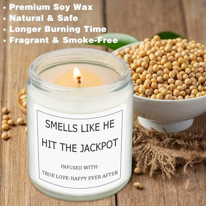 Bridal Shower Gifts for Bride, Bride to Be Engagement Gift for Couples Women, Funny Wedding Lavender Candles - style: JACKPOT