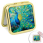 Magnifying Compact Peacock Cosmetic Mirror 2.8 Inch Square Handheld Travel Pocket Makeup Mirror Gold - color: Golden 4