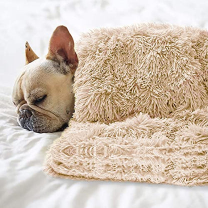 Pet Dog Bed Blankets, Fluffy Fleece Dog Throw Blankets Sleep Mat,Soft Puppy Blankets Cat Kitten, S M L XL,Fuzzy Reversible Sherpa Blanket for Bed, Couch, Sofa, Travel,Washable & Lightweight - color: Beige, size: 30 INCH X20 INCH