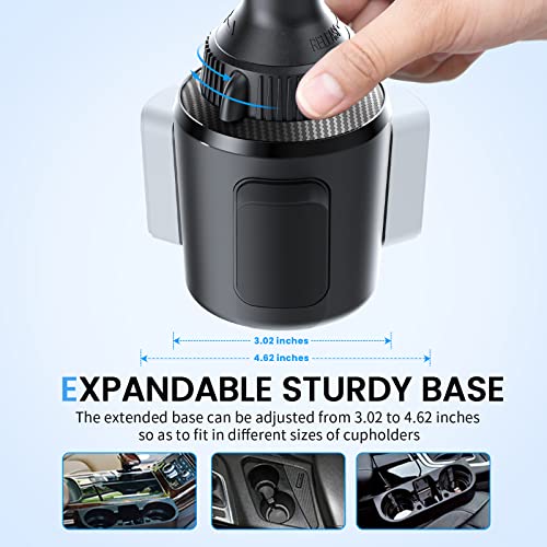 APPS2Car Cup Holder Phone Mount Wireless Car Charger, 15W Qi Fast Charging Car Mount, Adjustable Long Arm & 360° Rotation, Fits 3"–4" Round Cup Holders Compatible with All Smart Phones