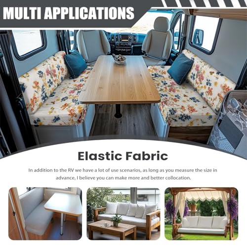 Boho Floral Butterfly Print RV Dinette Cushion Covers Camper Sofa Cushion Cover Stretchable RV Dinette Seat Covers 2Pcs with Backrest & Bench Cover 2Sets - color: Boho Floral Butterfly