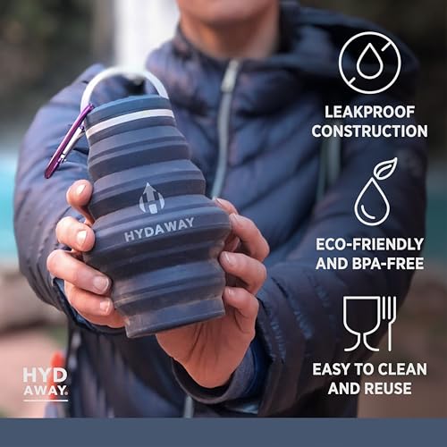 HYDAWAY 17oz Travel Collapsible Water Bottle - BPA-Free, Leakproof, Lightweight, Space-Saving - color: Seaside