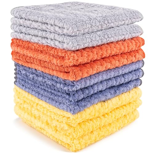 Microfiber Cleaning Cloths 12" x 12": 10 Pack Reusable lint-Free | Towels for Glass, Mirrors, Windows, Stainless Steel, Busting, Kitchen, Bathroom and Car Detailing