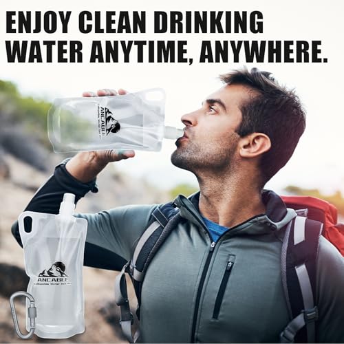Ancable 33oz (1L) Collapsible Water Bottles, 3-Pack Reusable Travel Foldable Water Bottles for Hiking Camping Running Bike, BPA-Free Water Bottle - color: Clear x 3, size: 33 Ounces