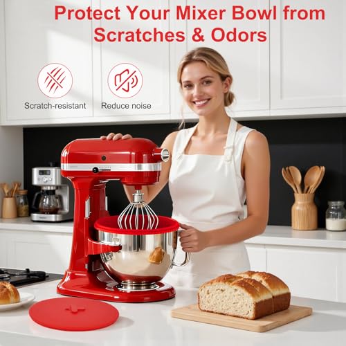 3-Pack Silicone Bowl Liners for KitchenAid Mixer, 5 Qt Tilt-Head Bowl Inserts with Airtight Lids & Scraper Spatula, Reusable Mixing Liners for Efficient Baking & Food Storage