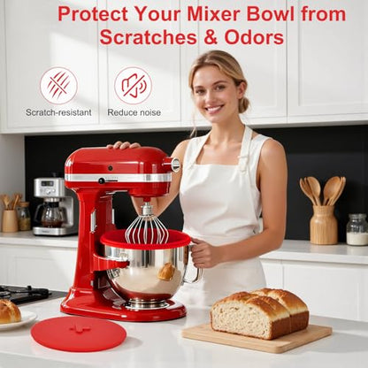 3-Pack Silicone Bowl Liners for KitchenAid Mixer, 5 Qt Tilt-Head Bowl Inserts with Airtight Lids & Scraper Spatula, Reusable Mixing Liners for Efficient Baking & Food Storage
