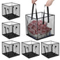 6 Pack Mesh Pop Up Laundry Hamper, 13 Inch Laundry Basket Collapsible with Handles, Portable Square Foldable Laundry Basket for Washing, Toy Storage, College Dorm, Travel Organizer (Black)