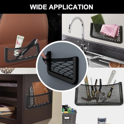 4 PCS Car Net Pocket Professional Car Mesh Pocket Net Self-Adhesive Elastic Storage Net Pocket for Automotive Seat Accessories(5.9In x 3.14In,7.87In x 3.14In)