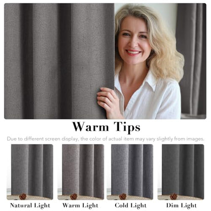 H.VERSAILTEX Primitive Linen Curtains 100% Blackout Curtain Drapes Burlap Fabric Curtains with White Thermal Insulated Liner, Grommet Top Drapes Living Room/Bedroom (2 Panels, 42 x 45 Inch, Grey) - color: Grey, size: 42"W x 45"L (Pack of 2)