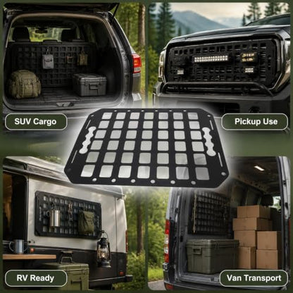 Truck Bed Panel Aluminum Cargo Storage Organizer, 14x10 Inch Tool Rack for Sedans SUVs Pickup Van - Durable Lightweight Design, Efficient Space Utilization, Versatile Hanging