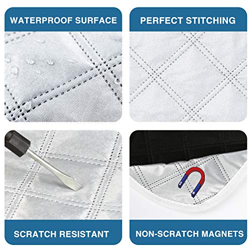 RV Windshield Cover Compatible with Class C Ford E450 1997-2025 Motorhome,Windshield Cover for Ice and Snow RV Front Window Sunshade Cover UV Block 4 Layers with Mirror Cutouts,Silver