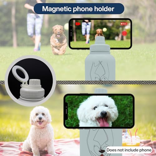 INSIPRA 32oz Dog Water Bottle with Food & Water Bowls – 3-in-1 Portable Pet Travel Bottle with Magnetic Phone Holder, Leakproof, BPA Free, Insulated (Green) - color: GREEN