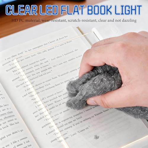 Book Light, Rechargeable Clear LED Flat Reading Light with 3 Colors & Timer, Dimmable Panel Plate Lamp Book Full Page Light for Reading in Bed at Night, for Women Readers Kids Book Lovers (Black) - color: Black