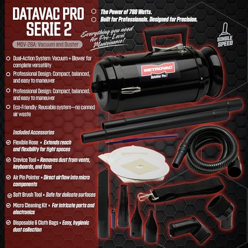 METROVAC DataVac Pro Series 2 MDV-2BA, 780W Handheld Vacuum/Blower with Variable Speed Control – Ideal for Car Detailing - size: 780 watts Pro Series 2